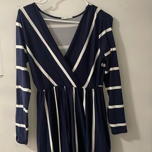 NAVY & WHITE STRIPE MAXI DRESS